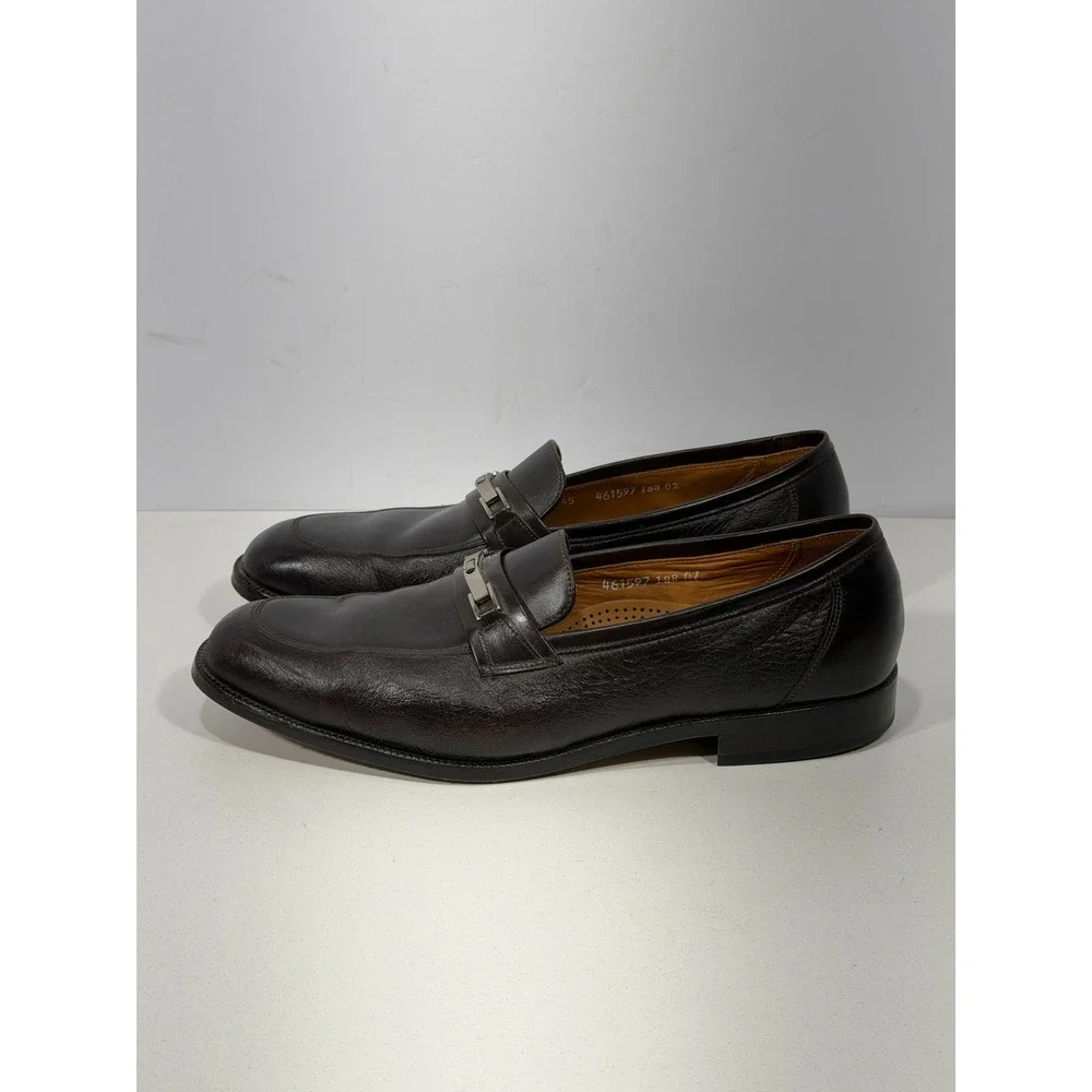 Florsheim Mens Dark Brown imperial Leather Bit Loafer Silver Hardware Dress Shoe